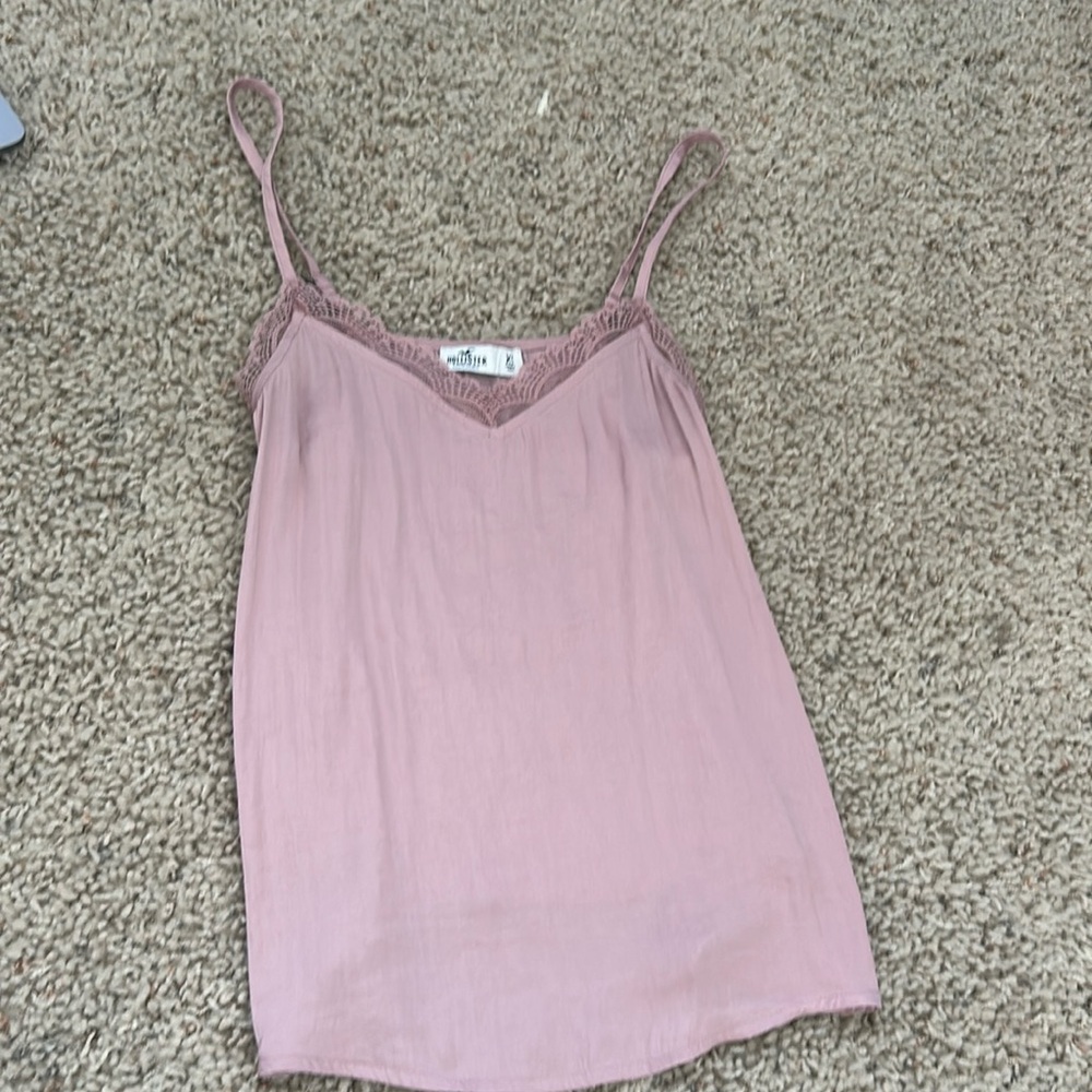 Size XS pink lace and silk tank top from Hollister